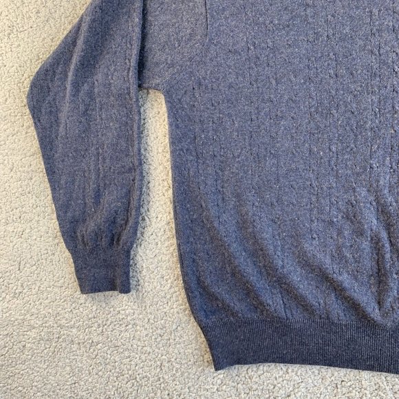 Enzo Mantovani‎ Sweater Cashmere Silk Mens Large Cable Knit Pullover Blue NEW - Picture 6 of 12